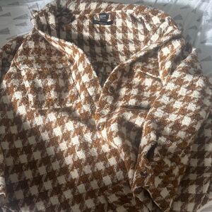 Forever 21 Brown and White Houndstooth Jacket